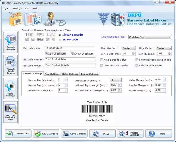 Screenshot of Barcode Maker for Healthcare Industry