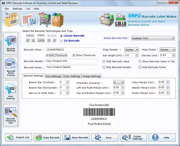 Screenshot of Retail Business Barcode Generator