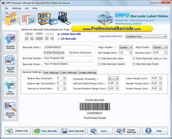 Screenshot of Manufacturing Barcodes Generator 7.3.0.1