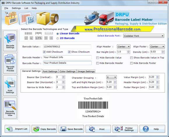 Screenshot of Packaging Distribution Barcode Download