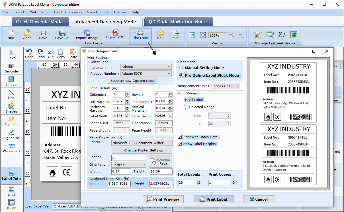 Barcode Label Maker –  Screenshot